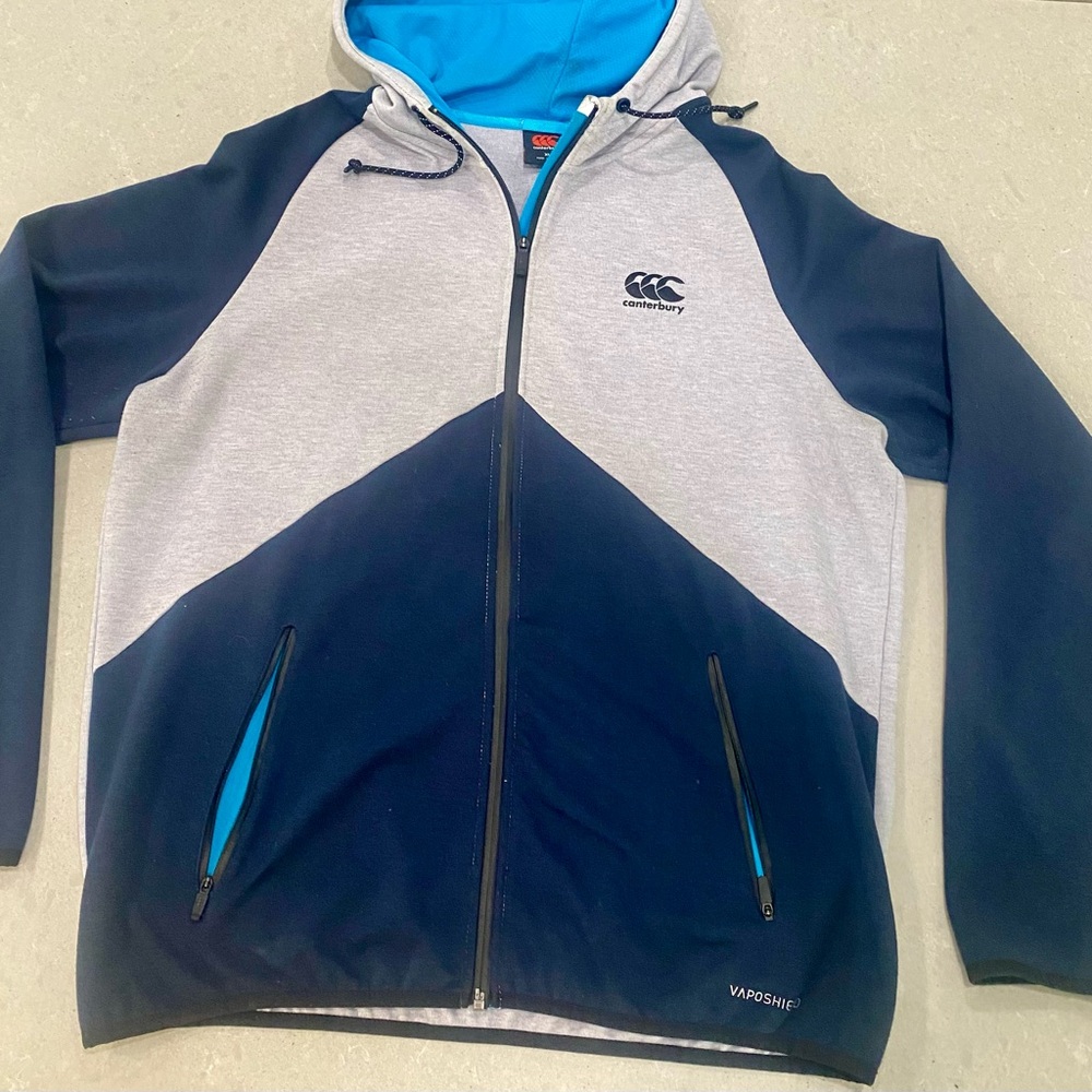 Canterbury Gray and Navy and blue Zip up Hoodie Men’s XL